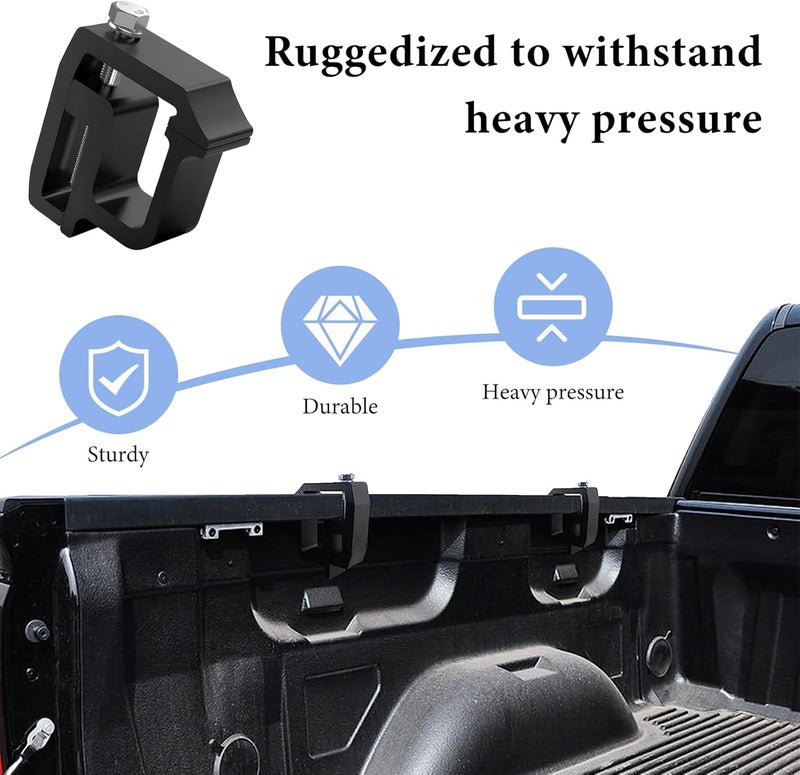 ZNDAW 4PCS Camper Shell Clamps, Heavy Duty Truck Cap Mounting Clamps Camper Shell, High Strength Aluminum Truck Bed Clamp for Silverado Sierra 1500 2500 3500 Ram 1500 2500 3500 - Image 4